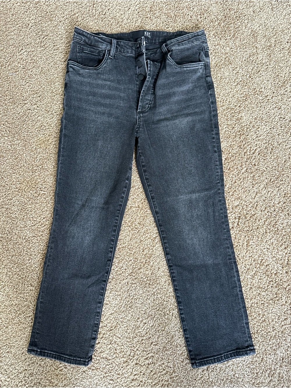 Kut from the Kloth Washed Charcoal cropped Straight-Leg Jeans